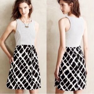 Anthropologie Sleeveless Black & White Sheath Dress with POCKETS
